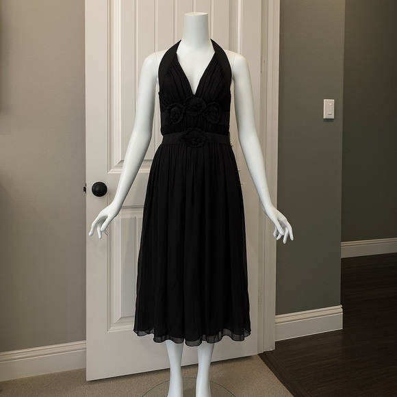 Charles Chang-Lima Silk Halter Midi Dress • Black 100% Silk Size 6, Retail $1140 - Picture 3 of 12